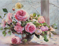 Collection D'Art - Roses on The Winter Window (K)(N), Timanttimaalaus, 48x38cm