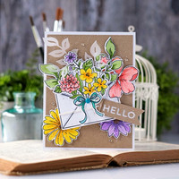 Pinkfresh Studio - Floral Envelope, Kerrossapluunasetti