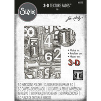 Sizzix - 3D Texture Fades Embossing Folder By Tim Holtz, Numbered, Kohokuviointitasku