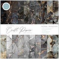 Craft Consortium - Essential Craft Papers, Ink Drops Monochrome, 12