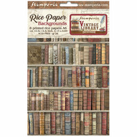 Stamperia - Vintage Library Backgrounds, Rice Paper, A6, 8arkkia