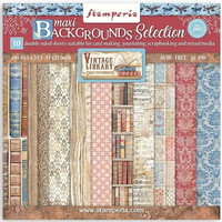 Stamperia - Vintage Library Maxi Background, Paper Pack 12
