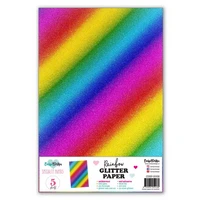 Carlijn Design - Self Adhesive Glitter Paper A4 Rainbow, 5 arkkia