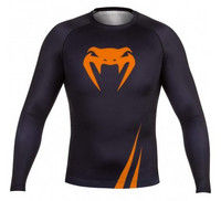 Venum Challenger Rash Guard - Black/Orange - Long Sleeves