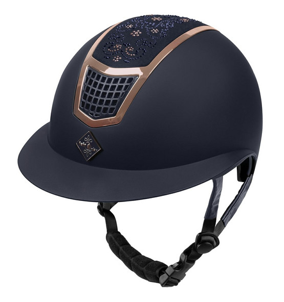 FP Quantinum Chic rosegold ratsastuskypärä aurinkolipalla navy