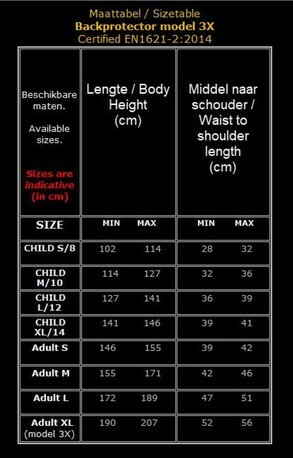Selkäsuoja Sir Lancelot 3X lapsille ja aikuisille