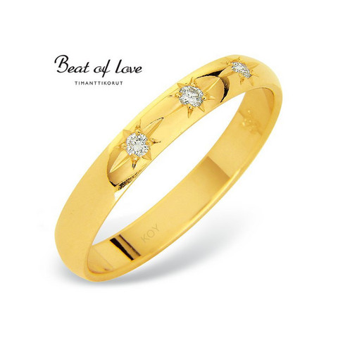 Beat of Love RO-010-KPP-3 keltakulta timanttisormus