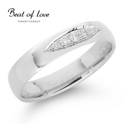 Beat of Love valkokulta timanttisormus RO-016-VKP-4