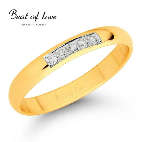Beat of Love keltakulta timanttisormus RO-012-KPP-3