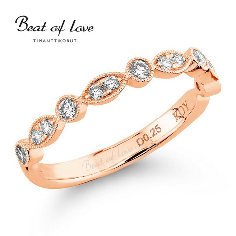 Beat of Love pitsi ruusukulta timanttisormus R-0902DRG