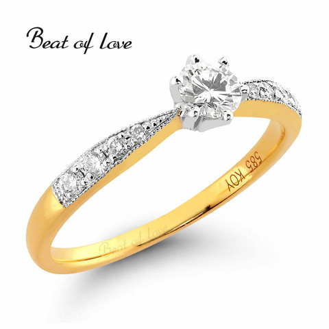 Beat of Love Solitaire keltakulta timanttisormus R-29992D