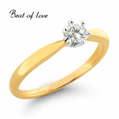Beat of Love Solitaire keltakulta timanttisormus R-29990D