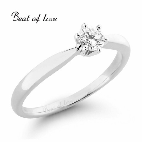 Beat of Love Solitaire valkokulta timanttisormus R-29990DW
