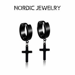 Nordic Jewelry Musta Teräskorvakorut NJM1