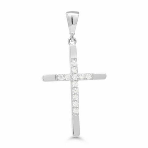 Valkokultainen ristiriipus zirkoneilla P-2410ZW
