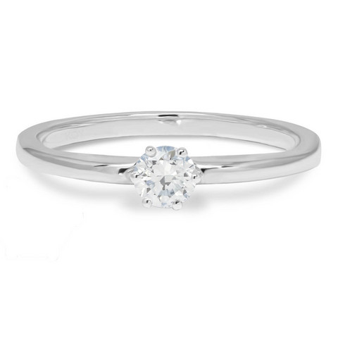 Laboratoriotimanttisormus R-1934-025LDPDW solitaire 0.25 G-H/VS valkokultaa