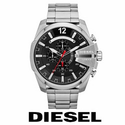 Diesel Mega Chief Silver Black DZ4308 rannekello