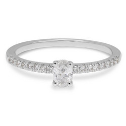 Laboratoriotimanttisormus R-1930LDPDW ovaali reunakivillä valkokultaa 0.33ct G-H/VS