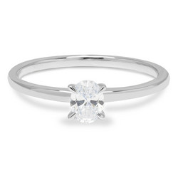 Laboratoriotimanttisormus R-1231-033LDPDW ovaali solitaire 0.33 G-H/VS valkokultaa