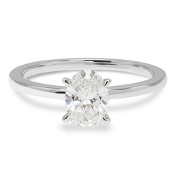 Laboratoriotimanttisormus R-1231-075LDPDW ovaali solitaire 0.75 G/VS valkokultaa