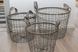 Metal basket set with bamboo details