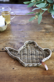 Rustic Rattan Teapot Mini Tray