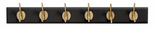 Coat rack with 6 brass hooks Matt black