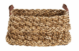 Basket banana fibres square w/handles Nordal
