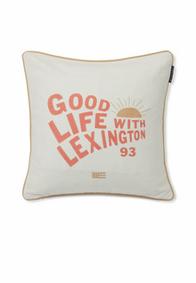 Printed Good Life Pillow Cover Cotton Canvas 50x50 White