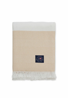Kalanruotokuvioinen torkkupeite 130/170 beige/valkoinen