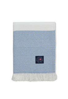 Herringbone striped throw 130x170 blue/white