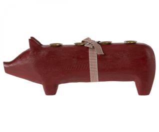 Wooden pig large red (pre-order)