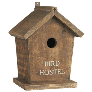 Birdhouse BIRD HOSTEL w/inclined roof hole Ø:3 cm w/door on back for easy cleaning