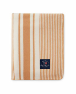 Striped Recycled Polyester Fleece Throw Beige/White