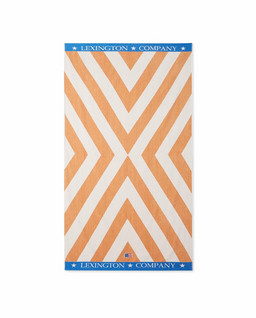 Graphic Cotton Velour Beach Towel Beige/White/Blue