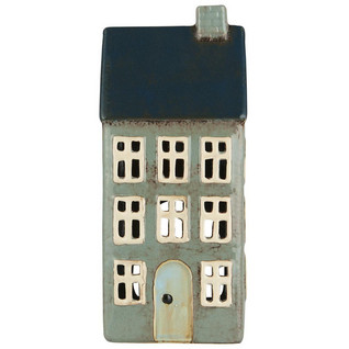 House for Tealight Nyhavn Green Blue Grey Roof 1 Chimney