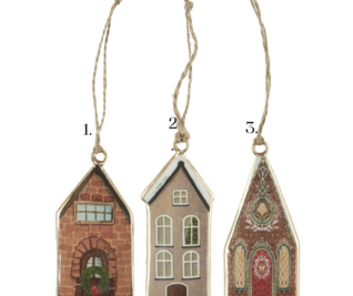 Christmas House Ornament for Hanging with Jute String