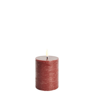 Led Pillar Candle Carmine Red Rustic 7,8 x 10 cm, Uyuni