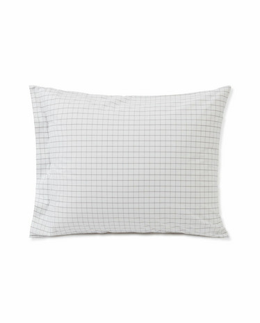 Checked Cotton Poplin Pillowcase 50x60 White-Dark grey