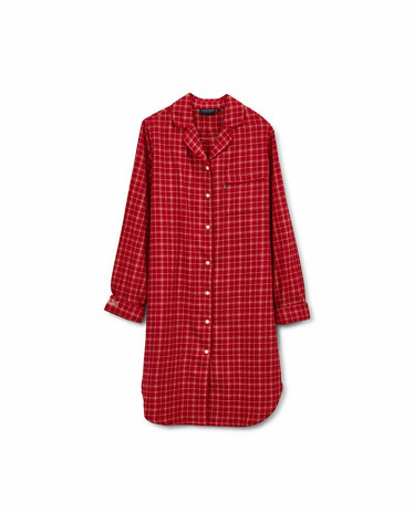 Avery Organic Cotton Flannel Nightgown Red/beige