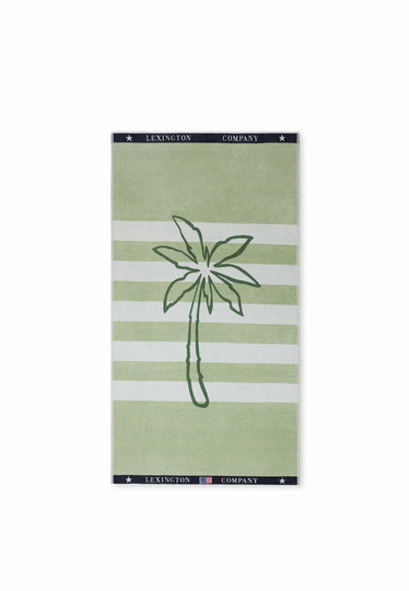Graphic Cotton Velour Beach Towel 100x180 Green/White