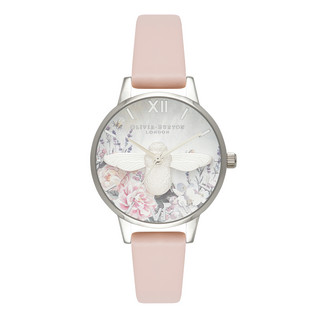 Hopeanvärinen Olivia Burton rannekello OB16GH09 nahkaranteella.