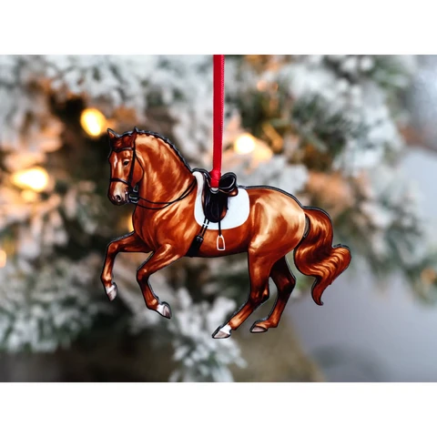 Pirouette Dressage Horse Ornament - Chestnut
