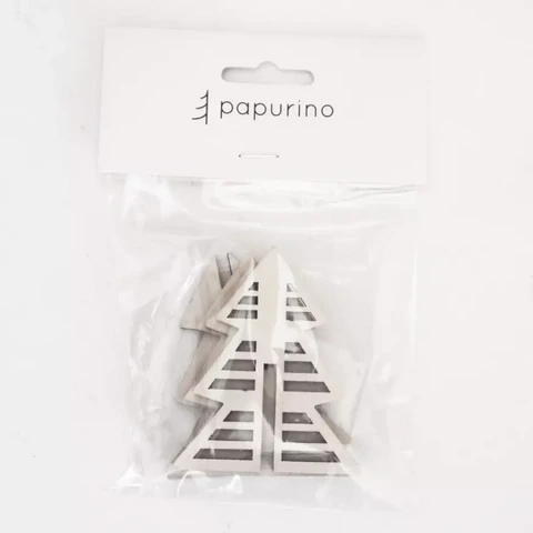 Raidallinen, puunvärinen pöytäkuusi  10 cm, 2 kpl