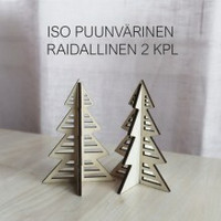 Iso raidallinen pöytäkuusi 2 kpl, korkeus 10 cm, puunvärinen