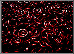 Rengas Ø 6,7 mm, lanka 1,2 mm, 50 kpl, punainen