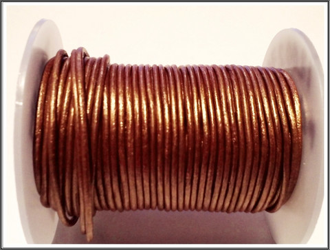 Nahkanauha pyöreä Ø 2 mm, metalli kupari, metri
