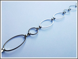 Metalliketju, lenkit Ø 12 mm ja 24 x 14.5 mm, kirkas teräsväri, metri