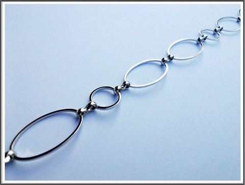 Metalliketju, lenkit Ø 12 mm ja 24 x 14.5 mm, kirkas teräsväri, metri