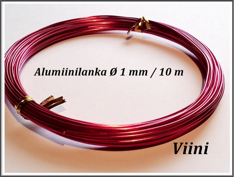 Värillinen alumiinilanka Ø 1 mm, 10 metriä, vadelma